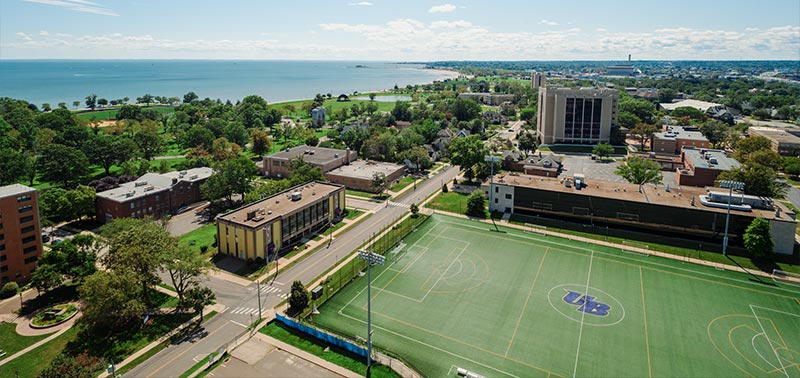 Street view of the University of Bridgeport