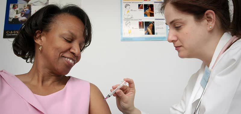 Patient receiving a vaccine