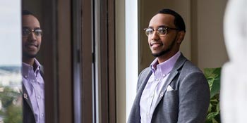 A UB student in the Ernest C. Trefz School of Business