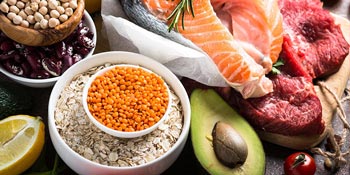 Nutritious foods on a table